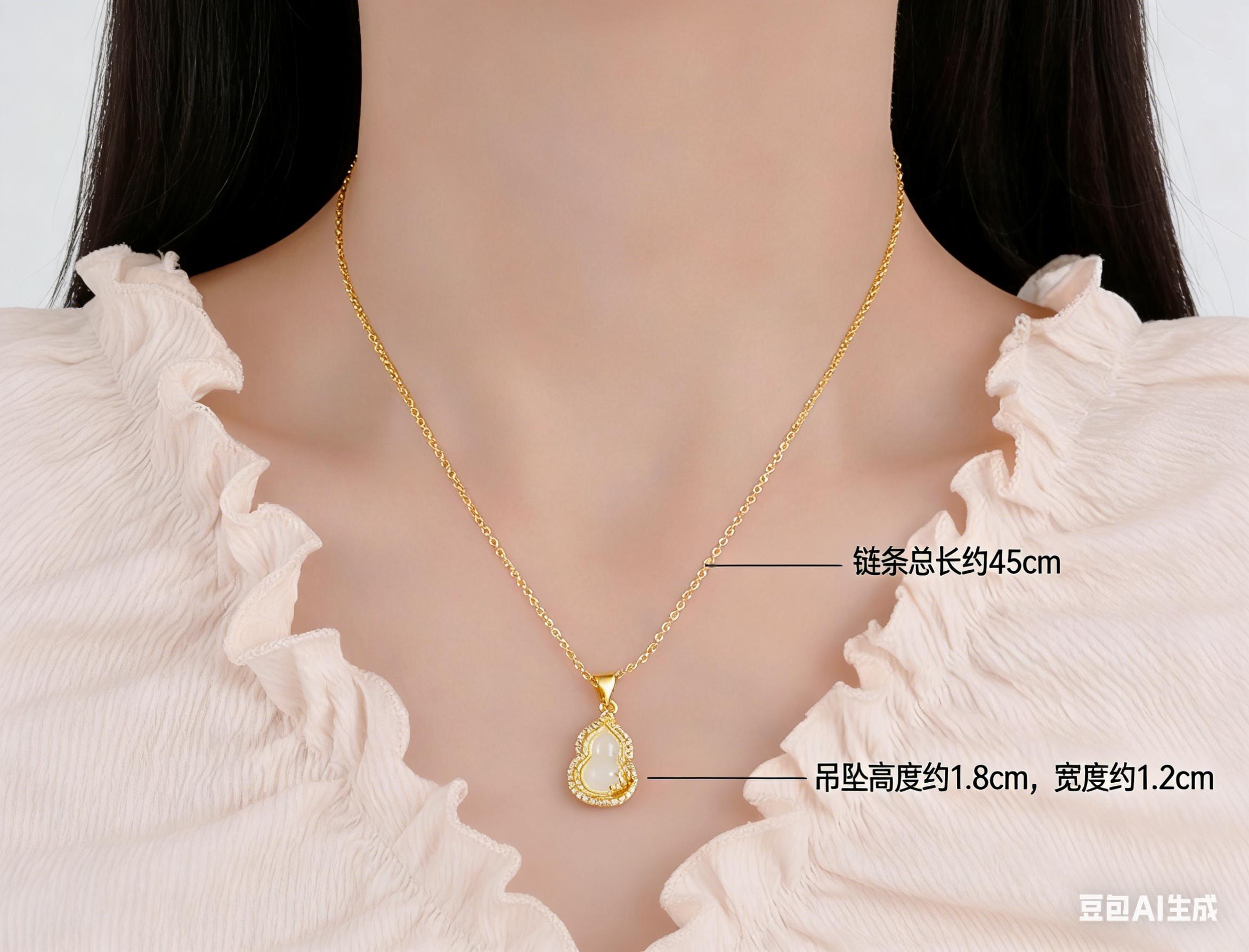 A golden gourd necklace for women, a new Chinese-style collarbone chain with a high-end feel