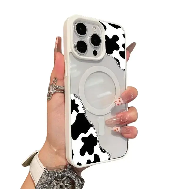 Premium Magnetic Case for iPhone17/11/12/13/14/15/16/promax Cow Print Corner collage |       MagSafe Ready, Anti-Fall, and Ultra-Thin Design |       Perfect for Everyday Use springtok aesthetic pattern design protective phone case magsafe magnetic luxury