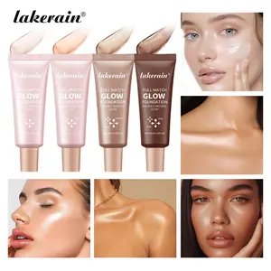 Lakerain Glowy Foundation, 1 Piece Brightening Shiny Shimmer Skin Tint, Daily Lightweight Moisturizing Liquid Makeup with Hydrating Skincare Benefits, Radiant Finish for a Natural Makeup Effect, Cosmetics