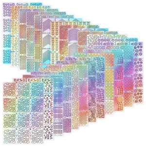 288 Pieces Nail Vinyl Stencils Nail Decoration Stickers Set Nail Stickers Tips Decals, 24 Sheets