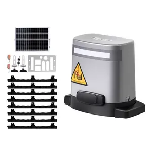 fathersdaygift VEVOR Solar Sliding Gate Opener, 280W Electric Gate Opener for Doors up to 65.6ft 1799lbs, Gear Track Rolling Fence Door Motor with Infrared Sensor 2 Remote Controls, Driveway Gates Opening System