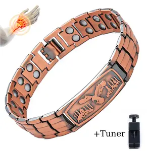 Men's Adjustable Copper Bangle Magnetic Bracelet with Sizing Tool, Eagle Pattern - Magnetic Field Therapy Fashion Jewelry Gift for Men