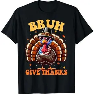 Funny Turkey Bruh Meme Saying Thanksgiving Shirts Boys Kids T-Shirt