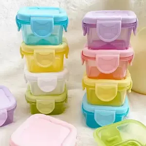 Set of 4 Mini Food Storage Containers with Leak-Proof Lids, Condiment Jars, Sealed Freezer Containers, Plastic storage containers, Snack Containers, Plastic Kitchen Canisters, Ideal for Kitchen Use