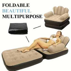 5-in-1 Foldable Inflatable Sofa Lounger, with Headrest and Armrests, Built-in Storage Bag - Durable PVC Material, Portable Design Suitable for Poolside, Beach, Backyard Leisure - Outdoor Leisure Furniture, Inflatable Furniture, Inflatable Sofa