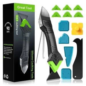 Five-In-One Grout Repair Tool Set, Includes Silicone Caulk Remover, Sealing Gel Smoothing Tool, Scraper, 6 Replacement Silicone Pads