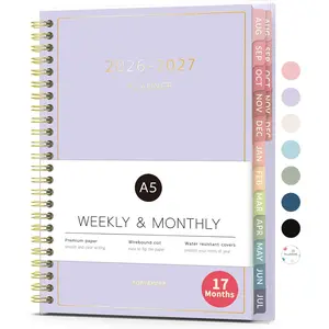 Aug 2026 - Dec 2027 17 Month Academic Planner 2026-2027, 6.3" x 8.4" A5 Purple, Weekly & Monthly Calendar Planner Daily Agenda Book, College School Supplies for Student Teacher