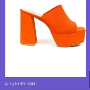 Spring MYNTY Heels - Orange Platform Mules with Chunky Block Heel for Women