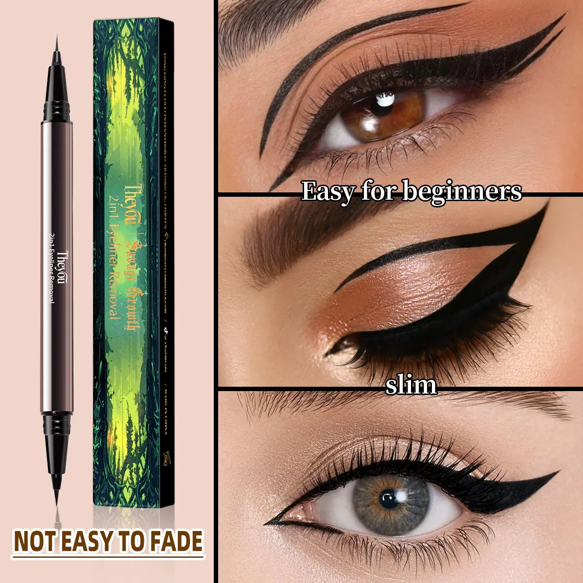 【The you】Ultra-Smooth Creamy Liquid Eyeliner | 2-in-1 Dual Tip | Weightless, Waterproof & 24H Long-Lasting