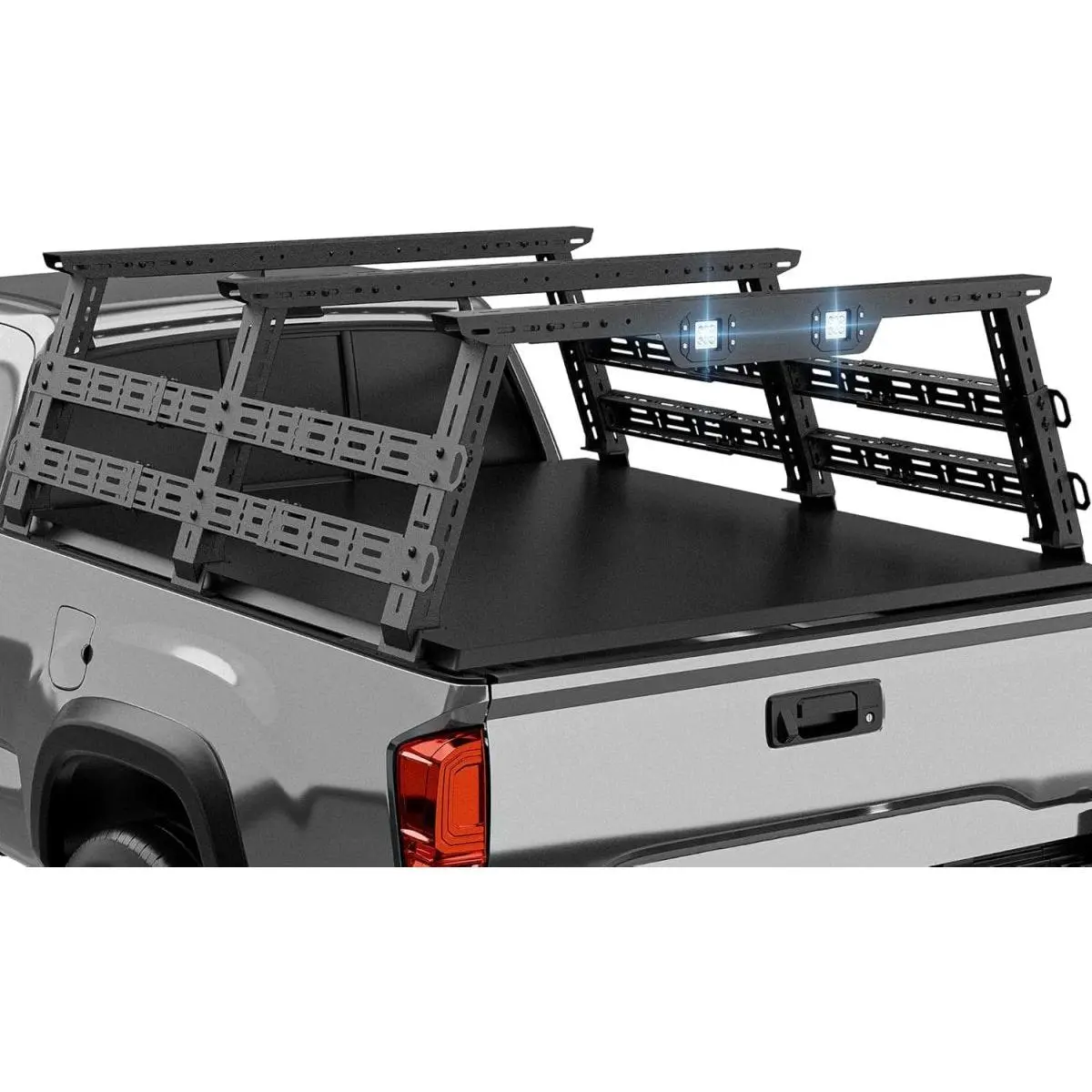 【Yzona】Adjustable 16.8-25in High Tent-Compatible Pickup Bed Rack with 2 LED Lights, Accessories for Your Car, Chevy Truck Accessory, Vehicle Exterior Rear Component