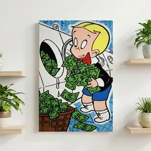 Monopoly Richie Rich Money Abstract Wall Art Decor, Luxury Cash Posters and Prints, Canvas Artwork Painting for Living Room Bedroom Kitchen Home Decor office bathroom kitchen modern yard Kids' Electronic Piggy Bank with Lock verse