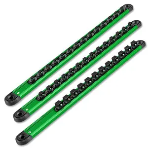 Magnetic Socket Storage Set: 1/4“, 3/8”, 1/2" socket tray storage box for toolbox drawers. Holds standard-sized sockets. Suitable for automotive garages (Red/Green).