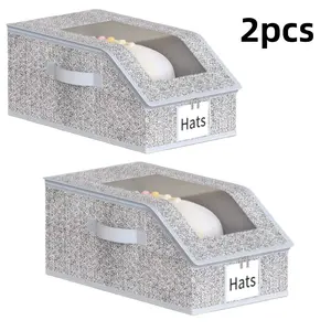Hat storage box, Clear Window, Holds Up to 12 Caps Each, for Closet/Bedroom/Shelf, Also Stores Clothes/Scarves/Gloves, Ideal for Home & valentine gifts