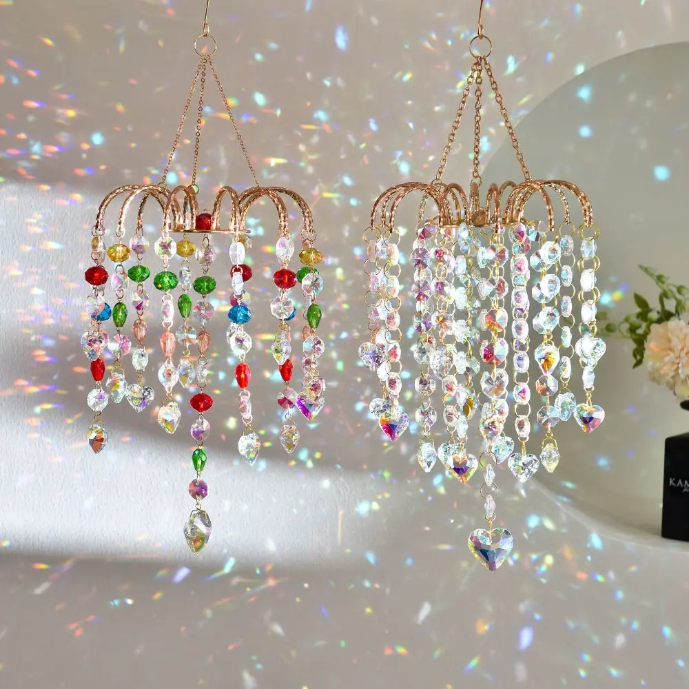 Whimsical Crystal Sun Catcher Prismatic Window Decor Hanging Prism Light Catcher Rainbow Sparkle Window Hanging Beaded Home Decoration