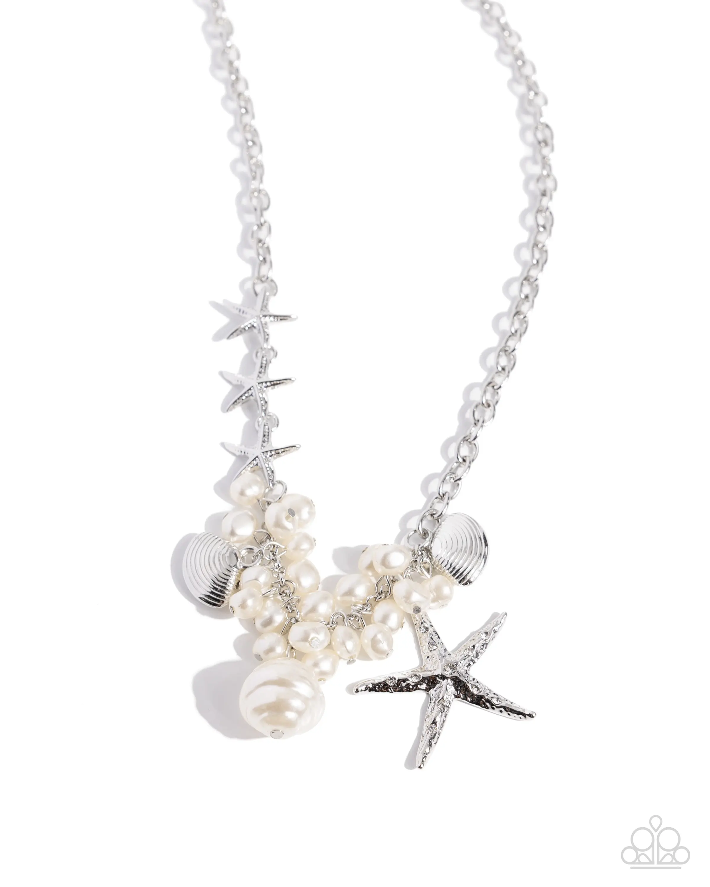 Cabo Coast - White Pearl Silver Starfish Short Necklace - Paparazzi
