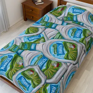Ranch Dressing Velveteen Plush Blanket | Cozy Home Decor, Unique Gift, Funny Kitchen Decor, Soft Throw Blanket, Foodie Gift