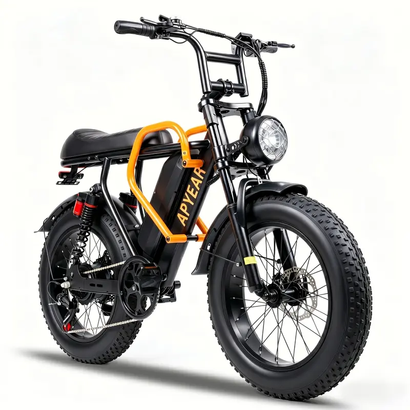 Adult Electric Ebike for City Rides & Mountain Biking, 1500-1999W Peak Motor, 30 MPH Adjustable Speed, 40-60 Mi Range, 48V 20Ah Removable Bat., 400 lbs Capacity, 20-Inch Fat Tires, 7-Speed Gear, Suspension Fork, 3 Riding Modes, LED Lights, Ebike Charger