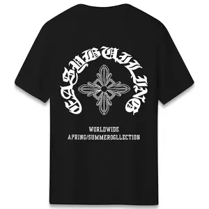 Gothic Cross Arc Letter Graphic T Shirt White Y2K Grunge Streetwear Oversized Summer Unisex Tee 100% Cotton Classic Fit
