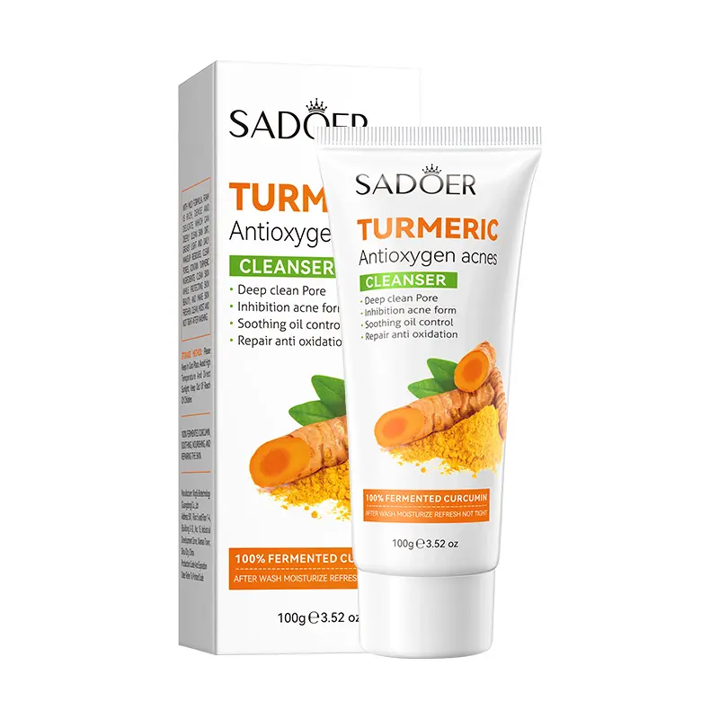 Anti-Acne Facial Cleanser with Turmeric Extract, Daily Face Wash for Deep Cleansing and Oil Control for Acne-Prone Skin