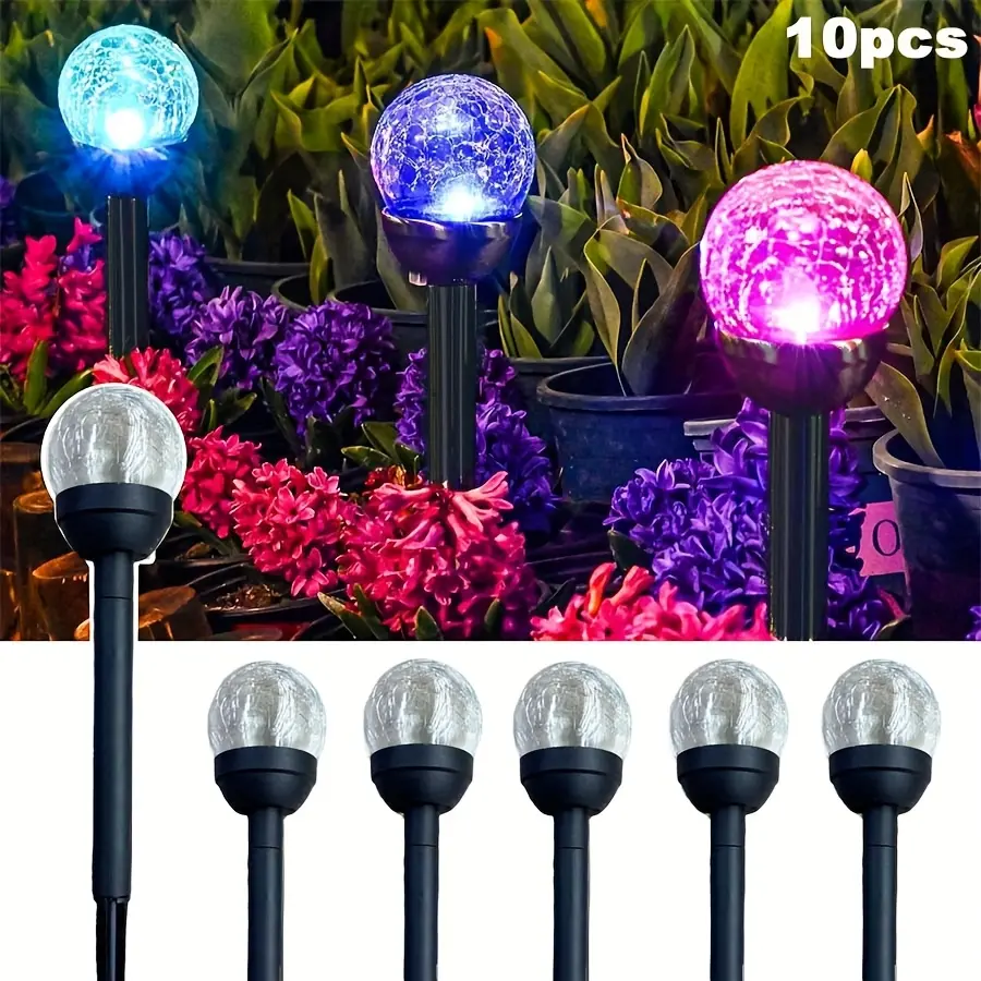 10 sets of solar outdoor lawn lights for cracks, solar garden lights equipped with colorful LED globe bulbs for outdoor decoration and ambiance creation patio decor decorative pathway lamp