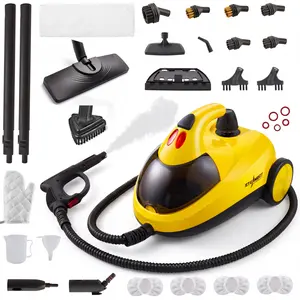 Steambot Steam Cleaner With High Pressure Steam,2L Large Water Tank Capacity,30 Accessories, Heavy Duty Chemical-Free Deep Cleaning for House,Kitchen,Bathroom,Car,BBQ Grill,Multi-Purpose Cleaning Steamer, grout brush, brass brush, steamer for cleaning