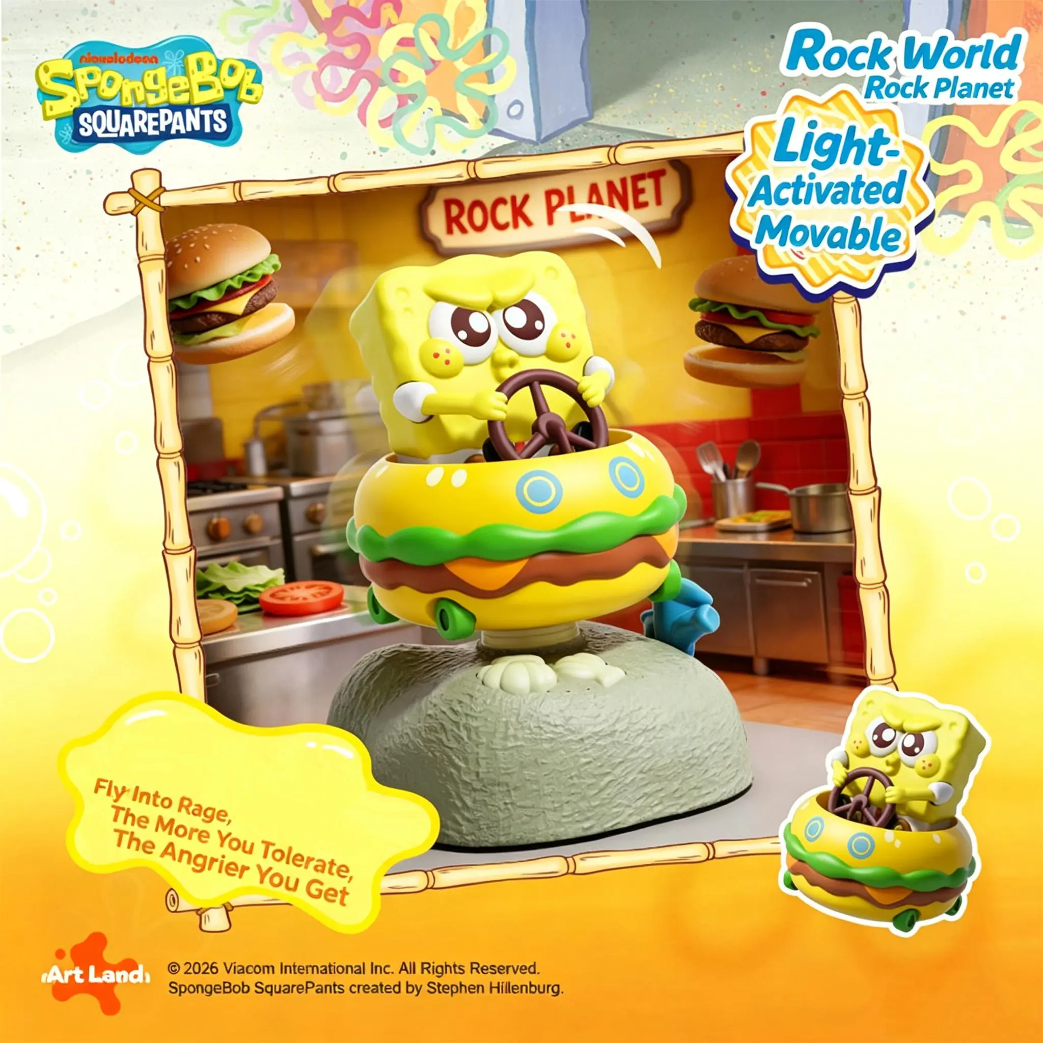 SpongeBob SquarePants Light-Activated Ornaments Series Officially Licensed Character Statues With Bright Lights Ideal Collectibles And Practical Daily Decor Accessories Themed Figure Figurine, Back To School