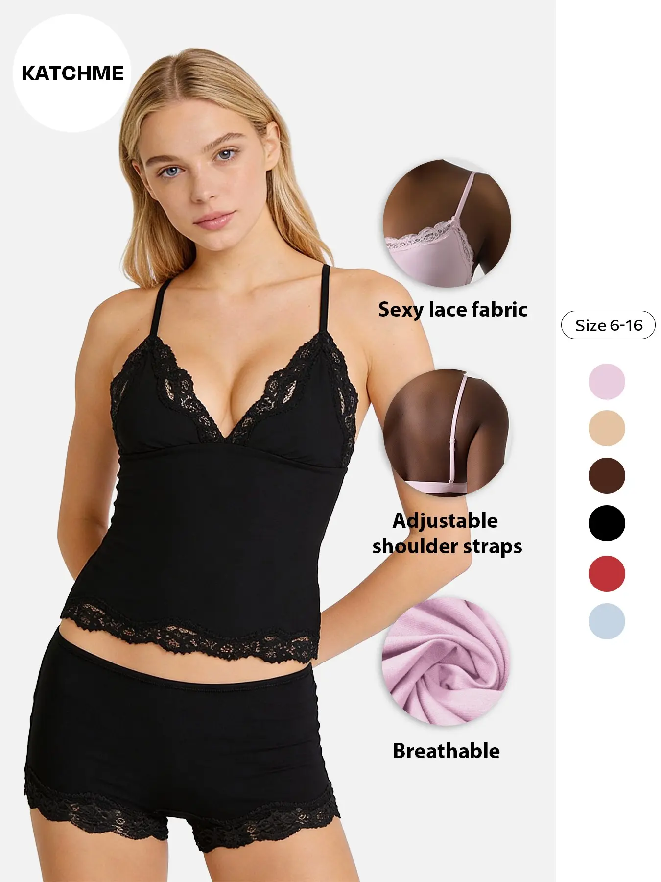 Sexy Lace Deep V Wireless Bra Set, Fashionable Spaghetti Strap Top, Comfortable Soft Feminine Undergarment, Stylish Women's Lingerie