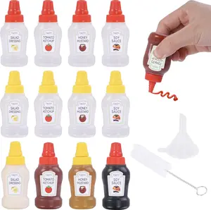 12 count Mini Ketchup Bottles, Portable Mini Squeeze Bottle, Mini Sauce Condiment Bottles and Dressing to Go for Lunch(25ml/0.88oz)