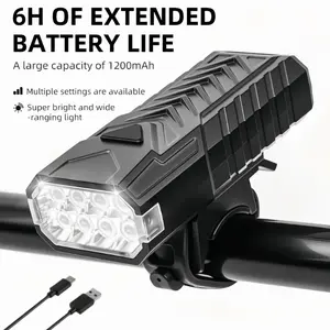 8 LED Bicycle Light Cycling Flashlight High Lumens Super Bright 3 Modes USB Rechargeable 1200 mAh Front & Rear Bike Headlight for Road Mountain Night Riding