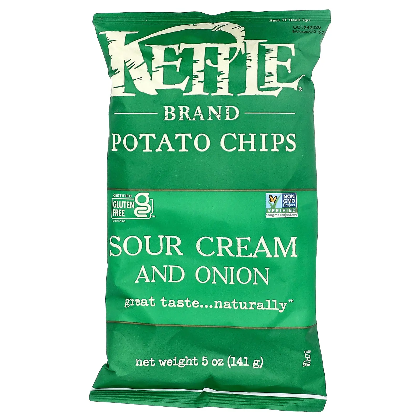 Kettle Foods Potato Chips, Sour Cream And Onion, 5 oz (141 g)