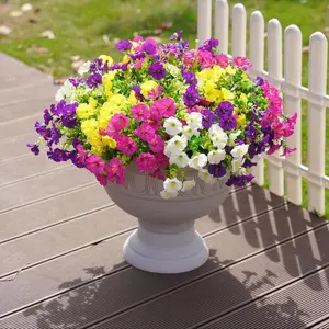 Artificial Potted Plant, 8pcs Faux Flower with UV Protective Function, Decorative Flower for Outdoor Home Flowerpot Porch Terrace Decoration