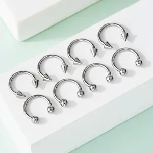 Oufer 8PCS 16G 8/10/12MM 316L Stainless Steel Horseshoe Circular Barbell