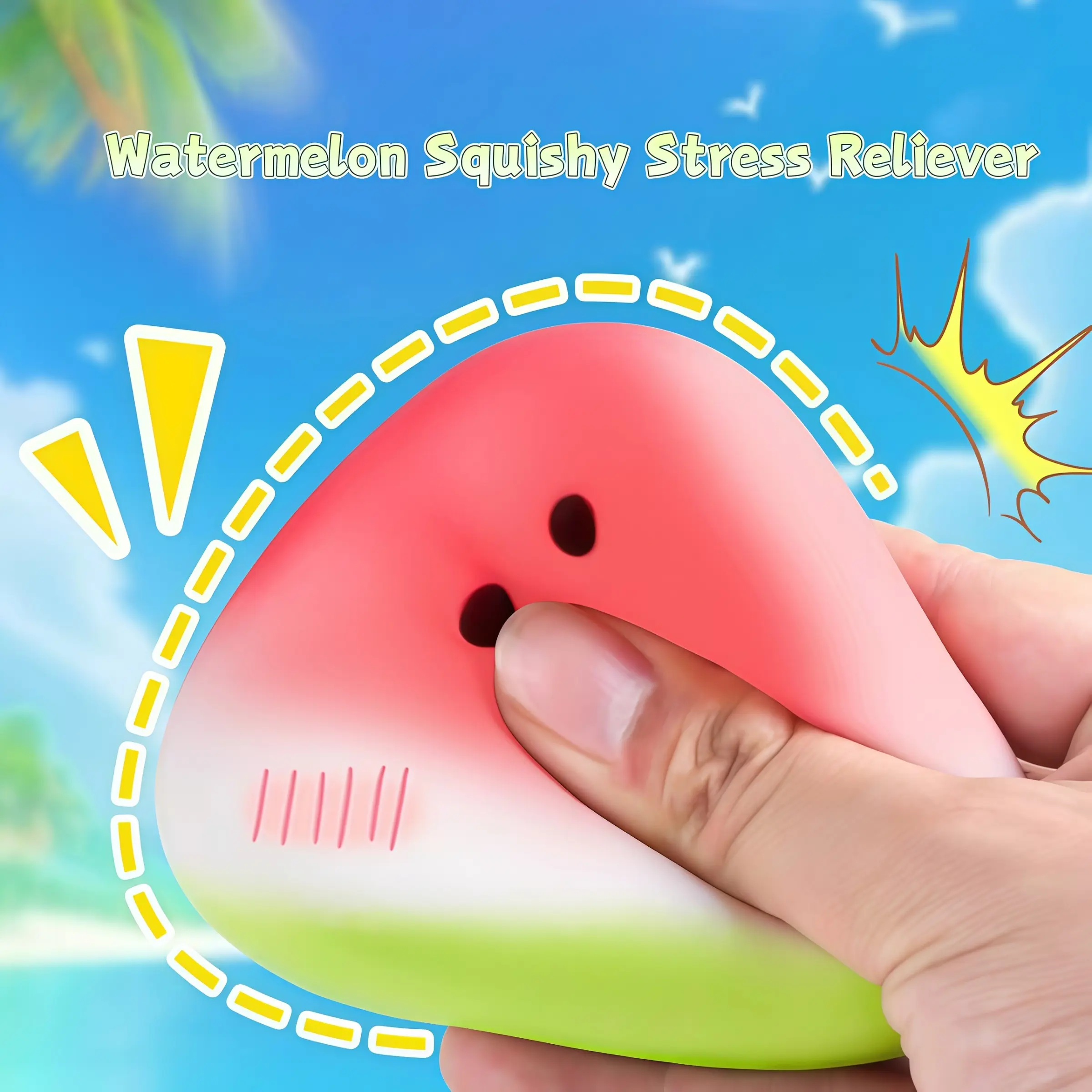 New Summer Watermelon Squishy Toy, Soft Scented Stress Relief Ball with Slow Rebound