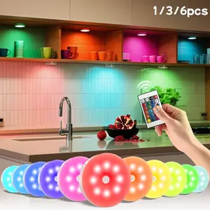 1/3/6-Pack Motion Sensor LED RGB Night Light with Remote Control, Adjustable Brightness, Multiple Color Settings, USB Charging, Magnetic Mounting, Ideal for Bedrooms, Staircases, Closets, Indoor Use, Ambient Lights, with Infrared Sensor Function