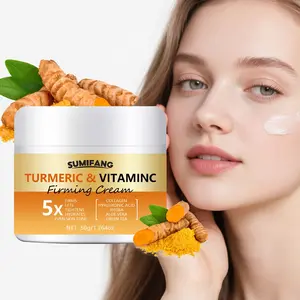 Turmeric VC Cream Facial Firming Cream Rich in Vitamin C & Turmeric Deep Moisturizing Nourishing Skin Tightening Soft Elasticity Revitalize Elastic Skin Moisturize