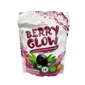 Glowming Berry Acai Berry Powder Drink Mix – With Marine Collagen, Glutathione, L-Carnitine, Mangosteen & Chia Seeds – Sweetened with Stevia • 45 Calories • 10 Sachets x 20g