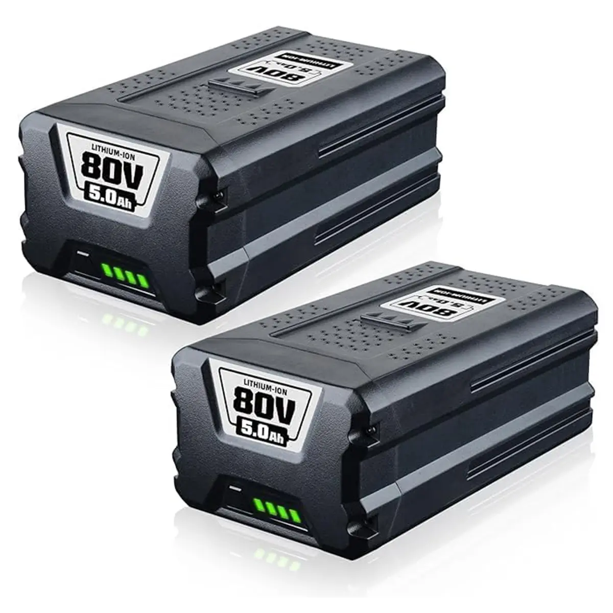 2-Pack Upgraded 80V 5.0Ah FCC Certified Lithium Ion Battery Replacement with Over-Charge Protection, Fully Compatible with Greenworks 80V Max Series GBA80200 GBA80250 GBA80500 GBA80400 Cordless Power Tools, Chainsaw, Lawn Mower