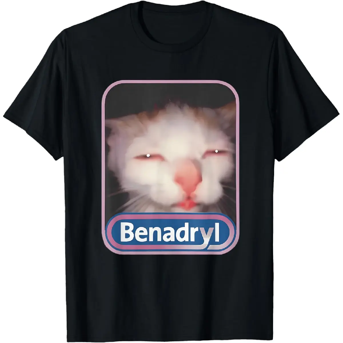 Unisex Classic Round Neck Loose Garment Golf Gift T-Shirt, Benadryl Meme Cat Benny Cute Funny Quote Sports Top for Men, Shortsleeve, Meme Shirts