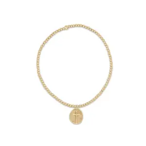 E Newton Inspire Small Gold Charm 2mm Bead Bracelet