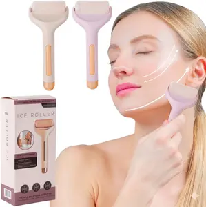 Ice Roller for Face and Gua Sha Facial Tool Set, Ice Face Roller Reduces Puffiness Relieves Migraines Skin Care Tools, Self Care for Women - Pink