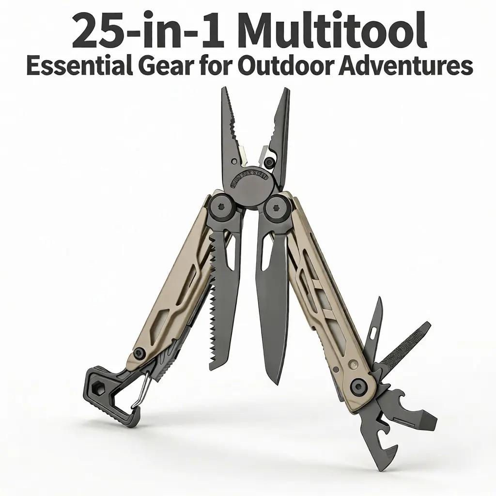 Multitool, 25-in-1 Stainless Steel Multi Tool Pliers with Self-Locking, Pocket Knife, Nylon Sheath, Professional (EDC) Multi-Tool for Survival, Camping and Hunting, Hiking removable clip Summervibes Portable Hand Tools Portable Repair Tools Saw tiktokshop