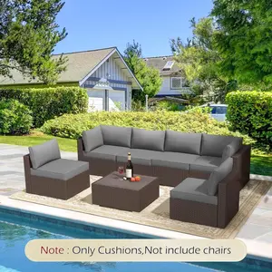 7-piece set Outdoor Replacement Cushions for Patio Furniture, Water-Repellent Sofa Cushions for 6-Seat Rattan Wicker Sectional Patio Conversation Sets, 14-Piece Cushions Set for Outdoor Couch