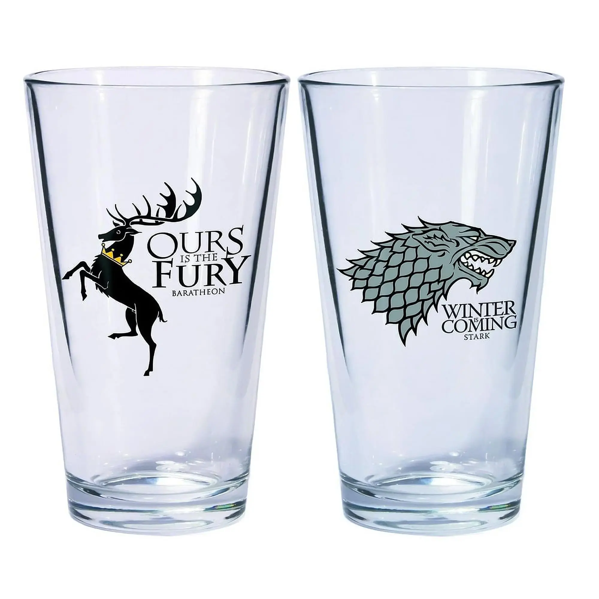 Game Of Thrones Pint Glass Set Of 2 Stark & Baratheon