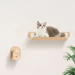 【fathersdaygift】VEVOR Wall Mounted Cat Shelves with 2 Jumping Posts & 2 Hammocks up to 40 lbs