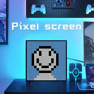 LED Pixel Display, 32x32 Programmable Pixel Art Display with APP Control, Creative Animation, Funny Text and Digital Clock, Gaming Accessory for Desktop/Wall Room Decoration
