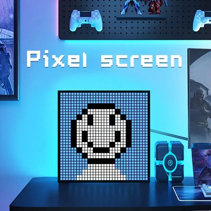 32x32 Smart LED Pixel Display, Programmable Creative Art with APP Control, Animation Play, Funny Text & Digital Clock, Wall Decor Accessories, All Ages Gaming Accessory, Desktop Room Decoration Light, Desktop Decoration