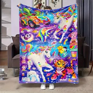 Cozy Animal Print Flannel Blanket – Soft, Warm & Plush Throw for Bed, Sofa, Nap, All-Season Gift for Kids & Adults, Leopard, Penguin, Sea Lion, Rainbow Design