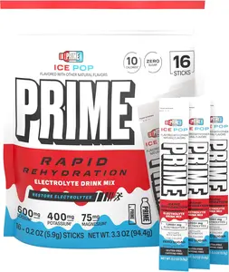 Rapid Rehydration Electrolyte Powder Sticks, Ice Pop, Sugar Free Hydration Drink Mix with Sodium, Potassium, Magnesium & B Vitamins to Replenish Fluids, Caffeine Free, 16 Count