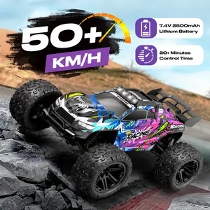1:8 High Scale All Terrain RC Cars, 50KM/H RC550 Motor High Speed Off-road Truck, 2.4GHz Full Proportional Control, All Terrain Off Road RC Truck With Upgraded LED Lights, Racing Vehicle For Adults Boys