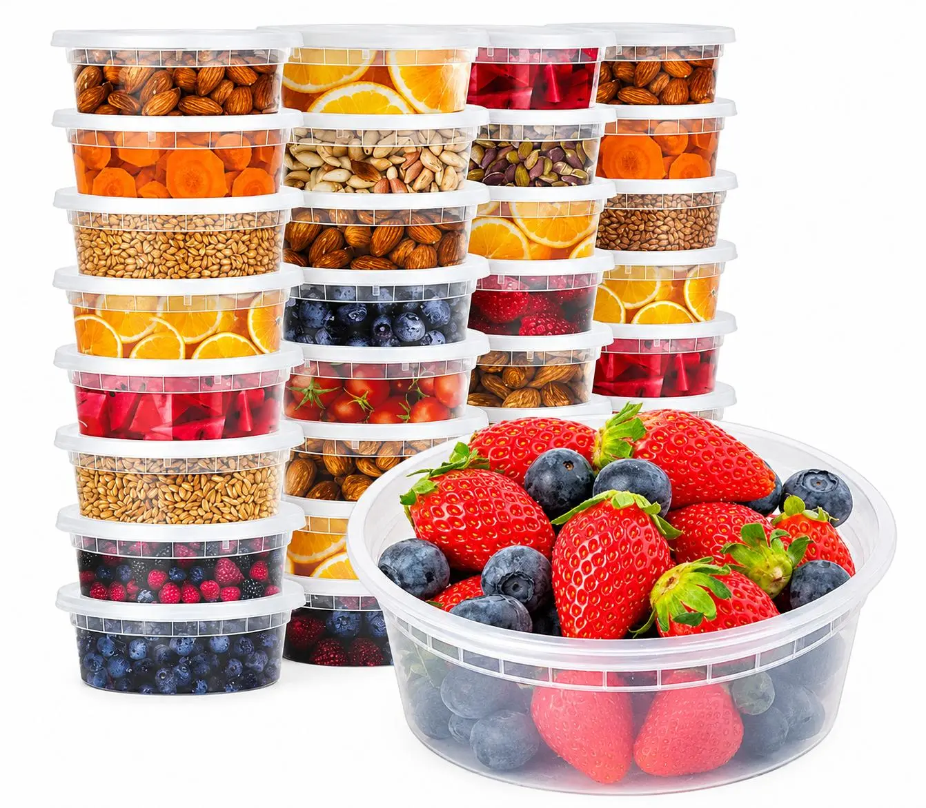 40 Sets 8 oz Plastic Deli Containers with Lids | Leak-Proof Food Storage & Soup Containers | Microwave, Freezer & Dishwasher Safe